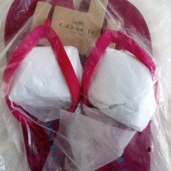 Coach Signature Monogram Bold Pink Zak Flip Flops Slippers Women Size US 11 - Picture 7 of 17